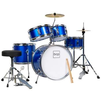 Best Choice Products 5-Piece Kids Beginner Junior Size Drum Set, Percussion Instrument Starter Kit w/ Stool
