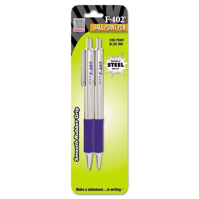 Zebra F-402 Ballpoint Retractable Pen Blue Ink Fine 2/Pack 29222