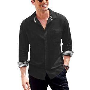 COOFANDY Men's Button Down Long Sleeve Casual Beach Shirts with Pocket - 1 of 3