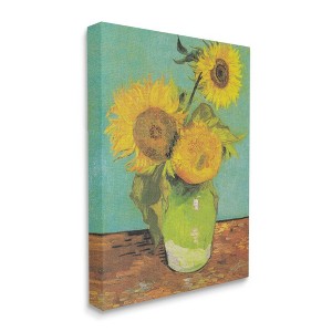 Stupell Industries Traditional Sunflower Painting over Turquoise Van Gogh - 1 of 4