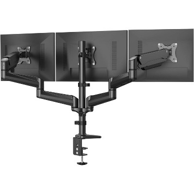 HUANUO Triple Monitor Mount for 17 to 32 inch Screens, Gas Springs Adjustment Triple Monitor Stand with Swivel, Tilt, Rotation, Clamp & Grommet Kit