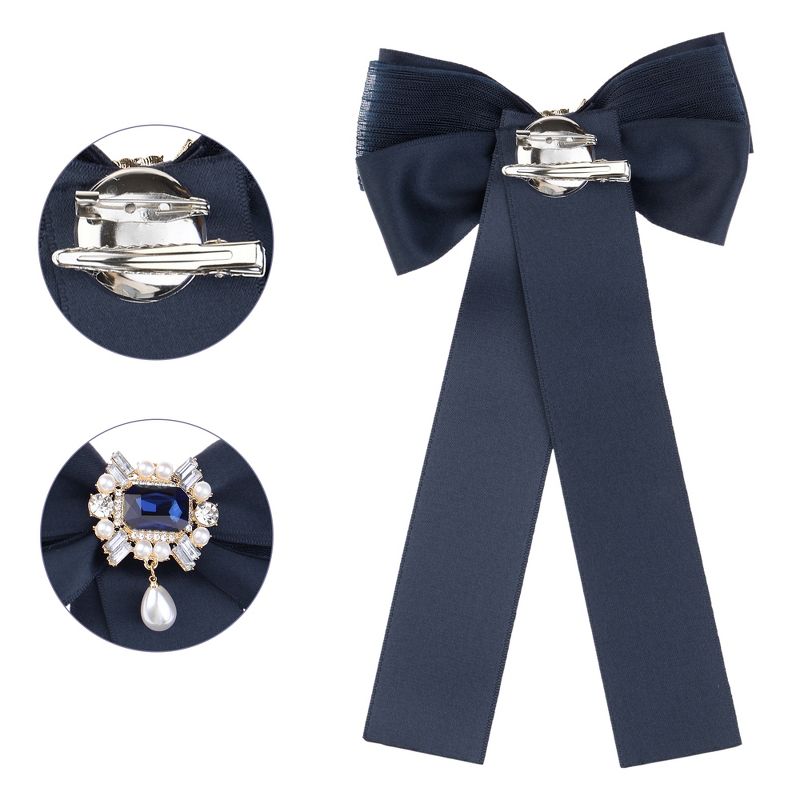 Elerevyo Women's Brooch Bowknot Costume Bow Tie with Beads, 3 of 6