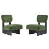 [Black+Green Set of 2] Modern lounge chair with polyester fabric and sturdy wooden base, simple design, stylish and comfortable. - 4 of 4
