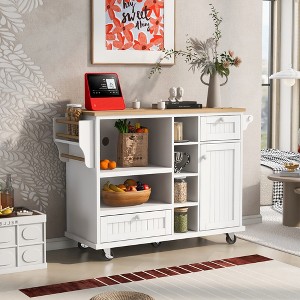 Kitchen Island Cart with Storage Cabinet and Two Locking Wheels - 1 of 4