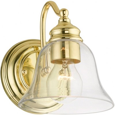 Moreland Polished Brass Clear Glass Vanity Sconce
