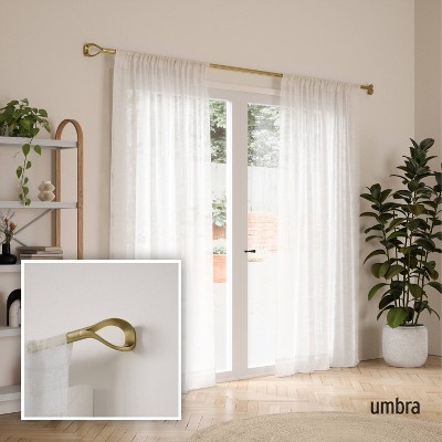 Gold Adjustable Modern Curtain Rod with Loop End 42-120"