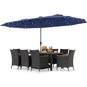 Tangkula 11 PCS Patio Dining Set w/ 15ft Double-Sided Patio Umbrella (Base Included) - 1 of 4
