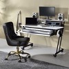 NicBex Music Studio Desk with Keyboard Tray Wooden Top & Metal Frame, Mobile with Caster Wheels for Home Studio - 2 of 4