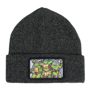 TMNT Dark Heather Grey Beanie with Sewer Screen Grab Patch - 1 of 4