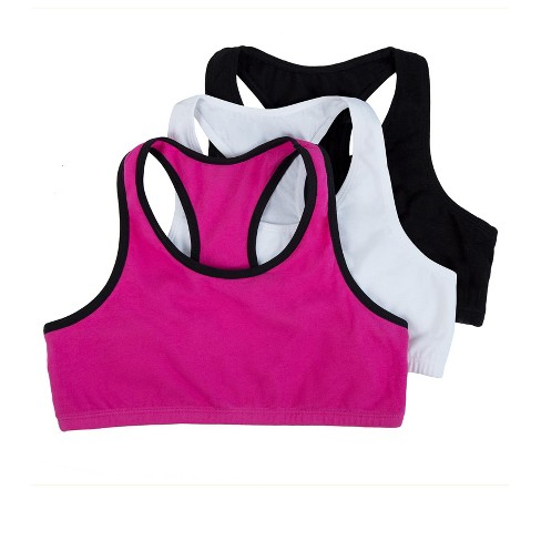 Fruit Of The Loom Girls' Built Up Sports Bra 3-pack Passion Fruit
