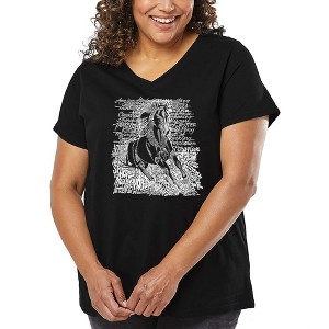 LA Pop Art Women's Word Art V-Neck - POPULAR HORSE BREEDS - 1 of 4