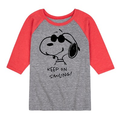 Boys' - Peanuts - Cool Joe Keep On Smiling Raglan Graphic T-Shirt