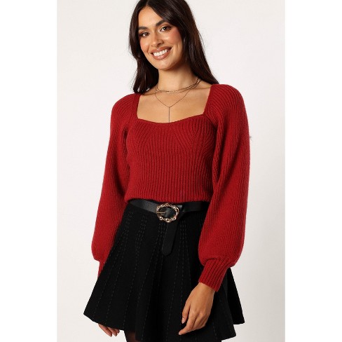 Gia Sweetheart Neck Bell Sleeve Knit Sweater - Wine M : Target