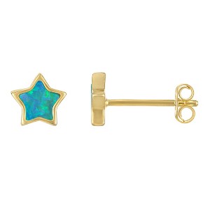 Junior Jewels 14K Gold Over Sterling Silver Created Opal Stud Earrings, White, Blue, Pink - 1 of 2
