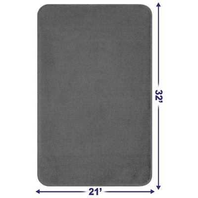 Gray Fluffy Foamed Non-Slip Bath Rug, 21x32 inches
