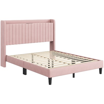 Yaheetech Upholstered Bed Frame with Charging Outlets & USB Ports