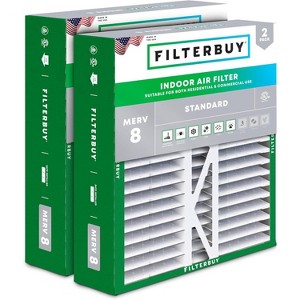 Filterbuy 16x22x5 Air Filter (2-Pack), Pleated MERV 8 Dust Defense Replacement HVAC AC Furnace Filters for Amana, Coleman, Goodman, York, & More - 1 of 4