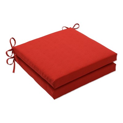 2pk Outdoor/Indoor Squared Corners Seat Cushion Set Splash Flame Red - Pillow Perfect