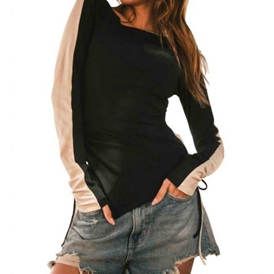 Women's Contrast Shirred Side String Top - Ces Femme