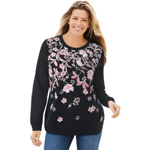 Woman Within Printed Sweatshirt - 1 of 4