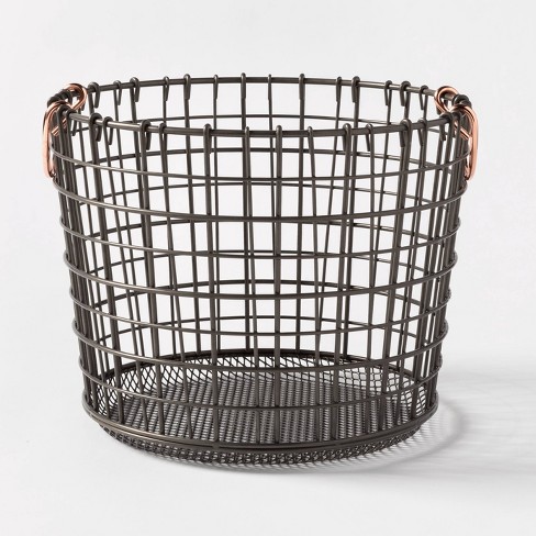 Wire Round Basket Copper Handle With Mesh Bottom Pewter Threshold Target