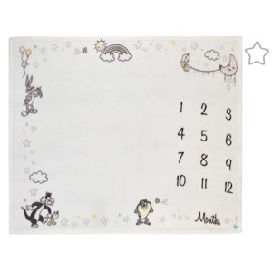 Warner Brothers Looney Tunes Best Buds White with Pastel Blue, Pink, and Yellow Milestone Blanket - 1 of 4