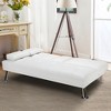Costway Convertible Folding Futon Sofa Bed Leather w/Cup Holders&Armrests White\Black\Brown - 3 of 4