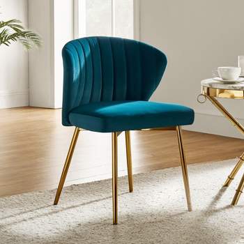 Emma Side Chair with Metal Legs for Living Room and Bedroom Velvet Accent Chair| KARAT HOME