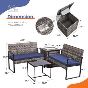Vynxaria 4-Piece Outdoor PE Wicker Furniture Set with Cushions & Ice Bucket - 1 of 4