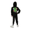 Minecraft Characters Surrounding Creeper Long Sleeve Boy's Black Zip Hoodie - 3 of 3