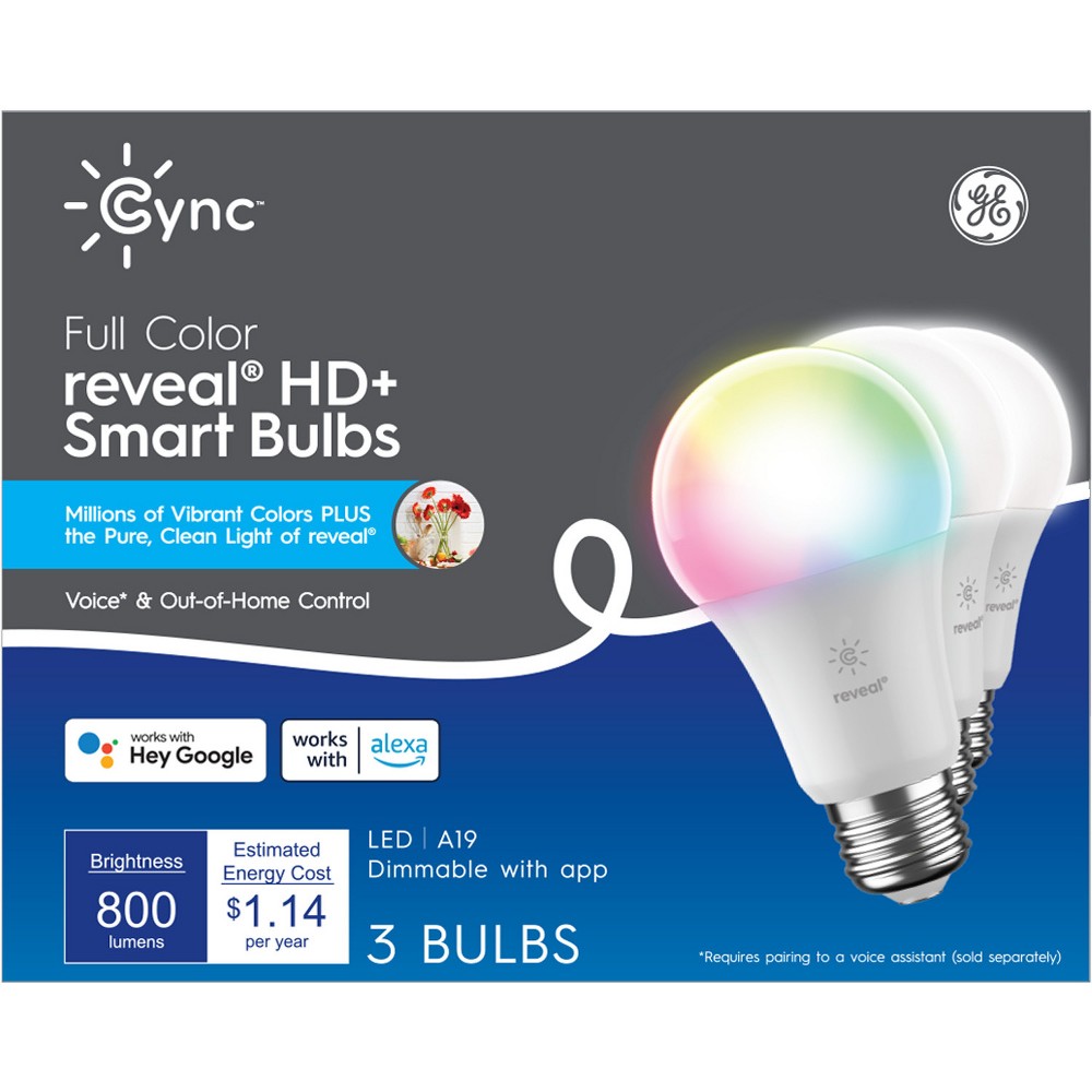 GE 3pk Cync Reveal Full Color A19