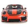 2018 Porsche 911 GT2RS Weissach Package Orange w/Carbon Stripes & Golden Wheels Ltd Ed 1/18 Diecast Model Car by Minichamps - 4 of 4