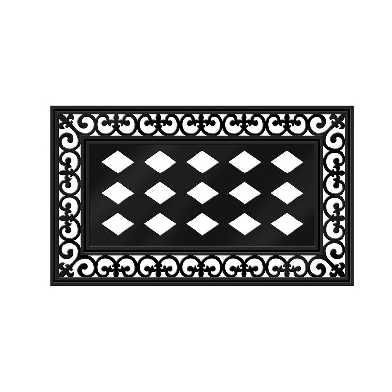 Evergreen Black Fleur Scroll Sassafras Floor Mat Indoor Outdoor Rubber Tray 18"x30" Fits Sassafras Inserts 10"x22" Black, 1 of 9
