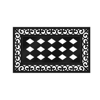 Evergreen Black Fleur Scroll Sassafras Floor Mat Indoor Outdoor Rubber Tray 18"x30" Fits Sassafras Inserts 10"x22" Black
