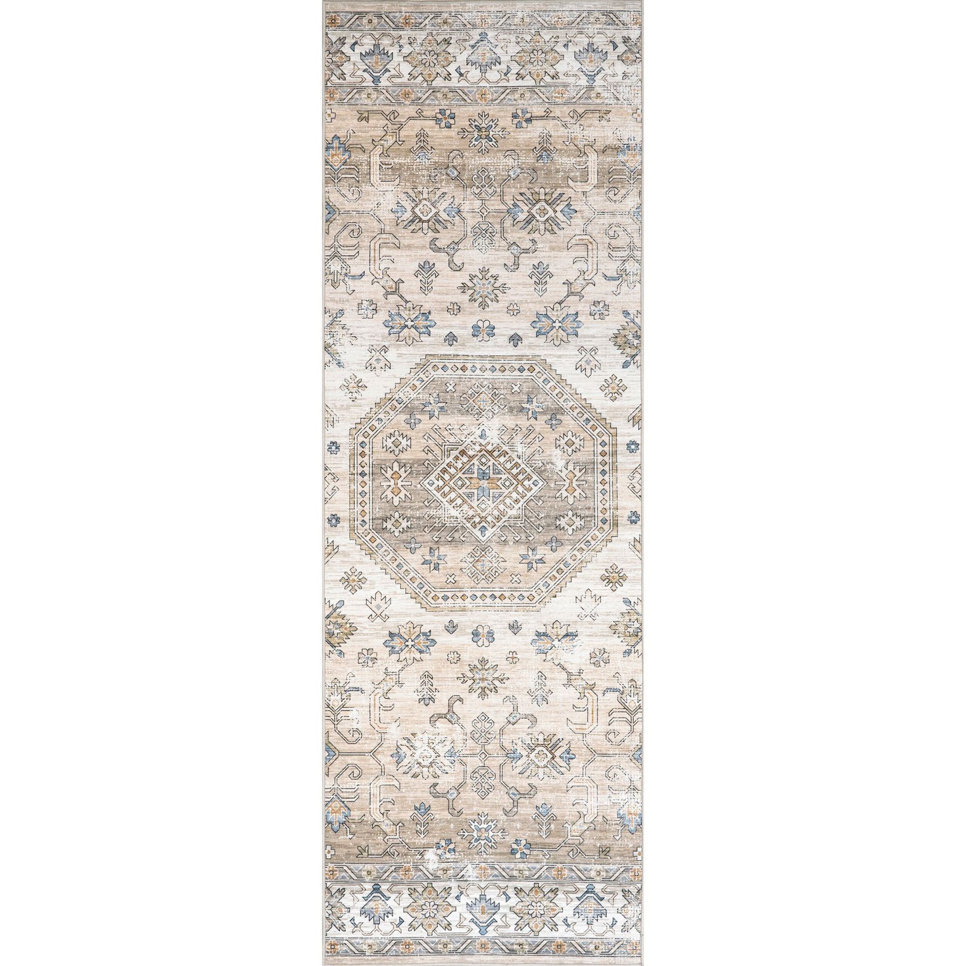 Nuloom Darby Persian Spill Proof Treated Pet Friendly Premium Machine Washable Area Rug, Runner 2' 6" x 8', Beige