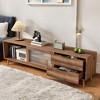 Modern TV Stand for 75"+ TV, Media Console with 2 Glass Doors, 2 Drawers & Storage Cabinet, Mid-Century Modern Entertainment Center for Living Room - 2 of 4