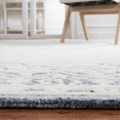 Gray and Ivory Hand-Tufted Wool Runner Rug