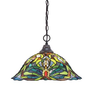Toltec Lighting Any 1 - Light Pendant in  Dark Granite with 19" Kaleidoscope Art Glass Shade - 1 of 1