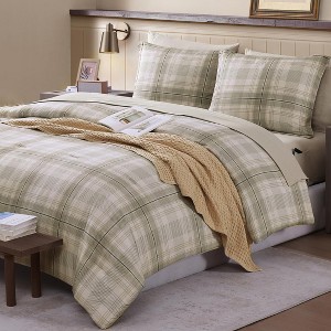 BAGOKIE Comforter Set Plaid Bedding Set 5/7 Pieces with sheets, Pillowcase & Sham - 1 of 4