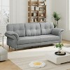 84" Minimalist Teddy Velvet Sofa with Removable Pillows & Side Pockets, Comfy Curved Arm Couch for Living Room, 3-Seater - 3 of 4