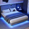 Homhougo Full Size Floating Bed Frame with LED Light, Modern Metal Platform Bed Frame with Charging Station, No Box Spring Needed, Grey - 4 of 4