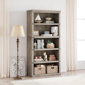 coucheta 3/5 Tier Farmhouse Bookcase, Tall Wooden Open Shelf Bookshelf with Sturdy Storage Open Display shelves, for Living Room, Bedroom, Office - 1 of 4