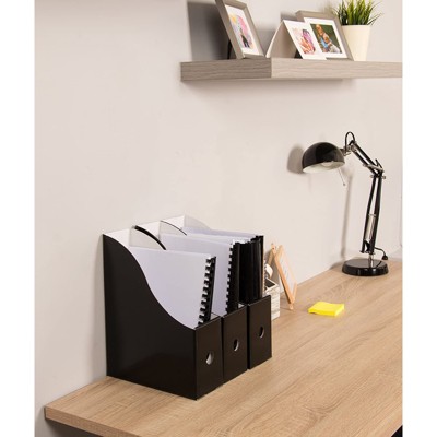 Black and White Corrugated Cardboard Document and Magazine Holders, 8-Pack