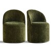 Modern Dining Chairs Set of 2 Chenille Upholstered Dining Chair with Wheels Round Dining Room Chair for Kitchen,Dining Room -Tanpinhause - 2 of 4