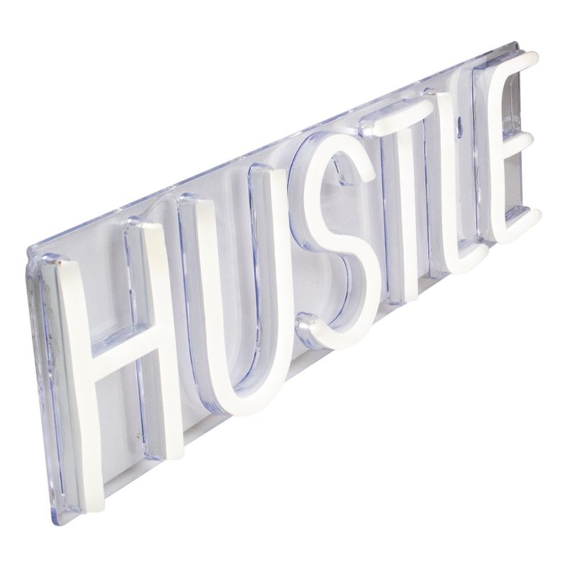 Northlight 20” Bright White Neon Style Hustle LED Lighted Wall Sign, 4 of 7