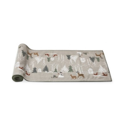 tag Classic Fresh Balsam Winter Forest with Woodland Critters Cotton Table Runner, 72 in.