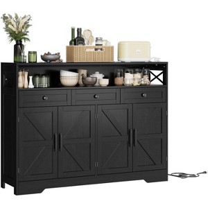 Buffet Cabinet with Adjustable Shelves, 4 Doors ,3 Drawers Kitchen Storage Cabinet - 1 of 4