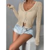 Women's Long Sleeve Tie-Front Cardigan Lightweight Cropped Knit Open Front Sweater - 3 of 3