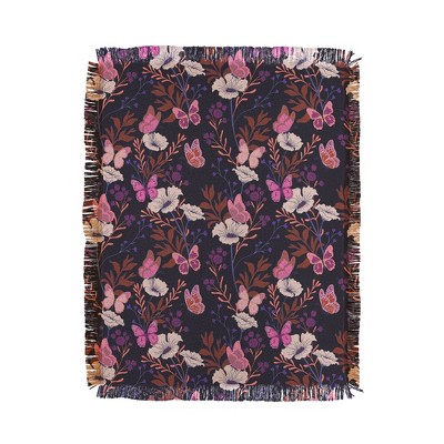 Schatzi Brown Free spirit Butterfly Plum 56"x46" Woven Throw Blanket - Deny Designs
