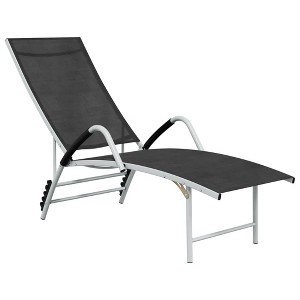 vidaXL Sun Lounger Textilene and Aluminum Black - 1 of 4